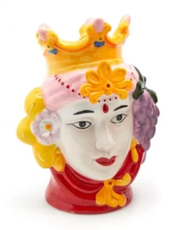 Oldenhof Siciliaans Hoofd Vrouw M ø 12 Cm X 17 Cm Aardewerk Roze Rood