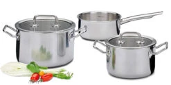 Spring Brigade Pannenset Met Glasdeksels Rvs 3-delig