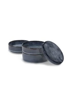 Serax Pure Kommenset Met Deksel ø 14 Cm H 15 Cm Keramiek Dark Blue Glazed 3-delig -Keukenbenodigdheden Winkel b5120412ds2 m2 1