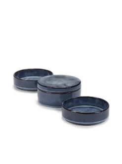 Serax Pure Kommenset Met Deksel ø 14 Cm H 15 Cm Keramiek Dark Blue Glazed 3-delig -Keukenbenodigdheden Winkel b5120412ds3 m2 1
