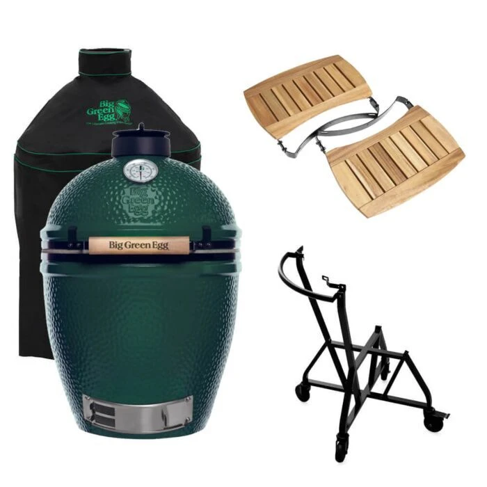 Big Green Egg Medium Barbecue ø 38 Cm Keramiek Groen Met IntEGGrated Nest, Handler, Acaciahouten Zijtafels En Hoes 3 Big Green Egg Medium Barbecue ø 38 Cm Keramiek Groen Met IntEGGrated Nest, Handler, Acaciahouten Zijtafels En Hoes