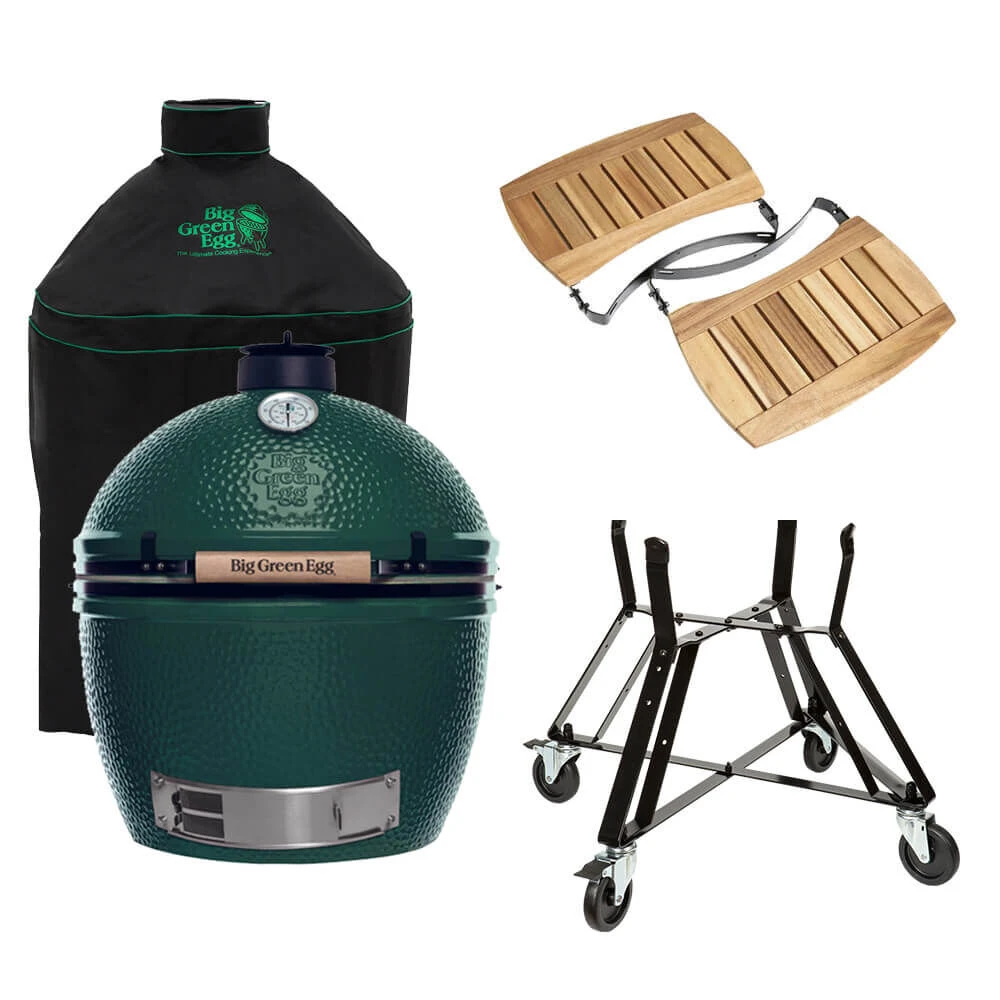 Big Green Egg Extra Large Barbecue ø 67,5 Cm Keramiek Groen Met Onderstel, Acaciahouten Zijtafels En Hoes 3 Big Green Egg Extra Large Barbecue ø 67,5 Cm Keramiek Groen Met Onderstel, Acaciahouten Zijtafels En Hoes