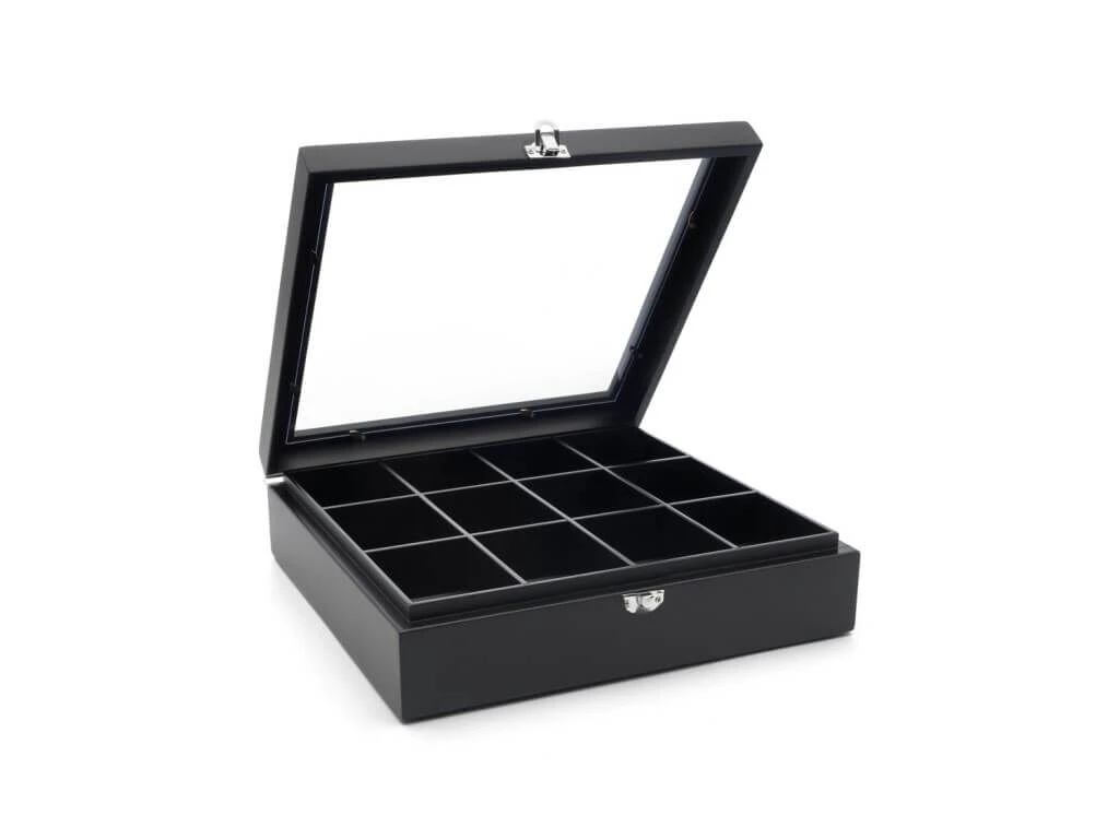 Bredemeijer Theedoos 12 Vakken Bamboe Zwart / Glas 4 Bredemeijer Theedoos 12 Vakken Bamboe Zwart / Glas - Afbeelding 2