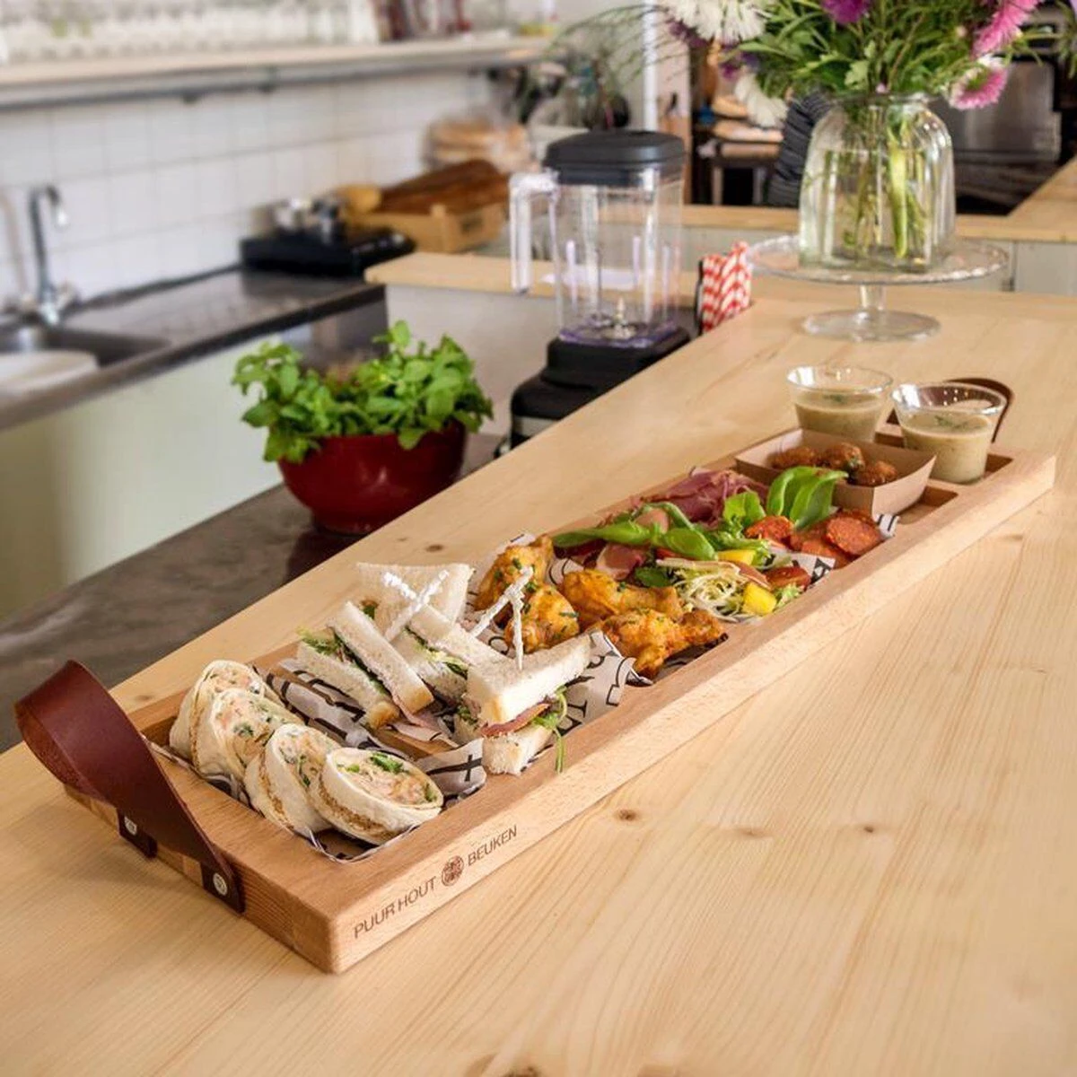 Bowls And Dishes Puur Hout Serveerplank 7-vaks Beukenhout 4 Bowls And Dishes Puur Hout Serveerplank 7-vaks Beukenhout - Afbeelding 2
