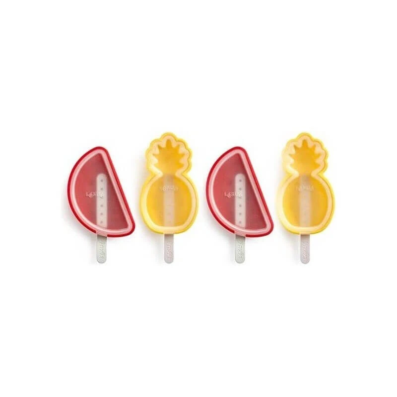 Lekue Lékué Fun & Sun Ijsvorm Watermeloen Ananas Silicone Rood 4 Stuks 3 Lekue Lékué Fun & Sun Ijsvorm Watermeloen Ananas Silicone Rood 4 Stuks