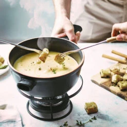 Emile Henry Delight Fondueset 2,1 Liter Keramiek Zwart -Keukenbenodigdheden Winkel set a fondue delight 1