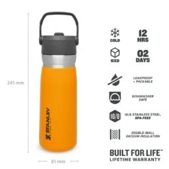 Stanley The IceFlow Flip Straw Water Bottle 650 Ml Saffron -Keukenbenodigdheden Winkel stanley thegoiceflowflipstrawwaterbottle0.65l 22oz saffron 3 1800x1800